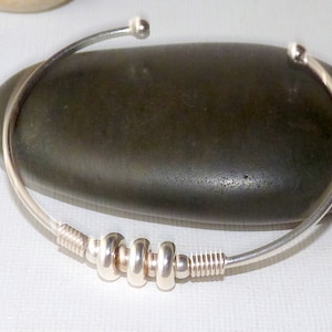 Sterling Silver Cuff Bracelet 7&quot; Vintage Bracelet 925 Jewelry Wire Cuff Jewelry Geometric Bangle, 925 Cuff Bracelet, Modernist Cuff 925