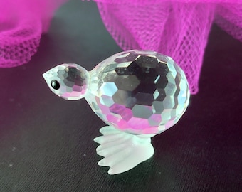 Crystal Bird Figurine Vintage Clear Crystal Miniature Collectible Art Glass Paperweight Glass, Vintage Glass  Figurine, Petite Bird