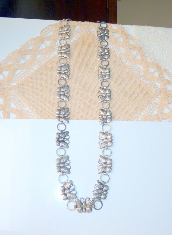 Southwestern Silver Tone Belt Butterfly Links Bel… - image 6