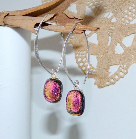 Sterling Silver Multicolor Dichroic Glass Threade… - image 1