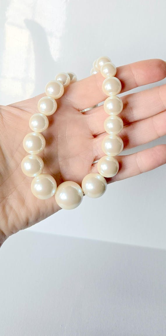 White Sterling Silver Pearl Necklace 18" Pearl Jewelry Graduated Glass Pearl Necklace Pearl Strand Necklace Sterling Pearl Jewelry View 4