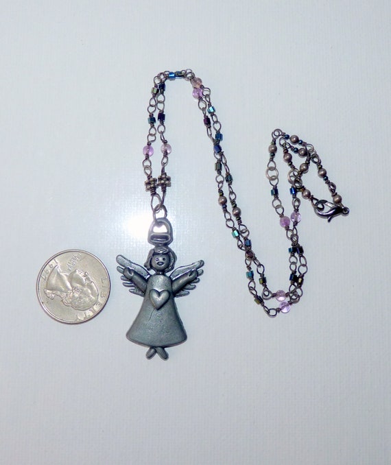 Angel Pendant 20" Necklace Gun Metal Angel Jewelr… - image 4