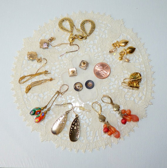 Vintage Earrings, Lot of 10 Pairs of Dangle Earri… - image 5