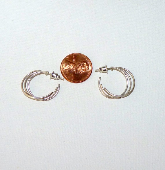 Sterling Silver Hoop Earrings 7/8" 925 Small Hoop… - image 2