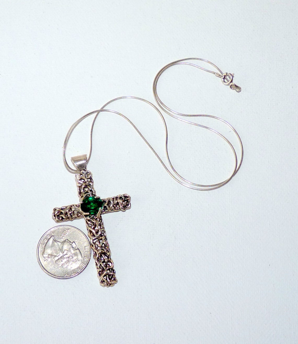 Sterling Silver Cross Pendant 20 Necklace Large Etsy