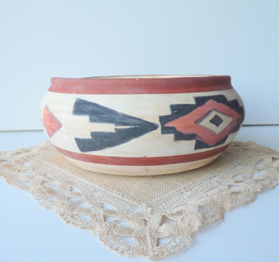 Vintage Hand Painted Clay Bowl Native American Indian Bowl | Etsy