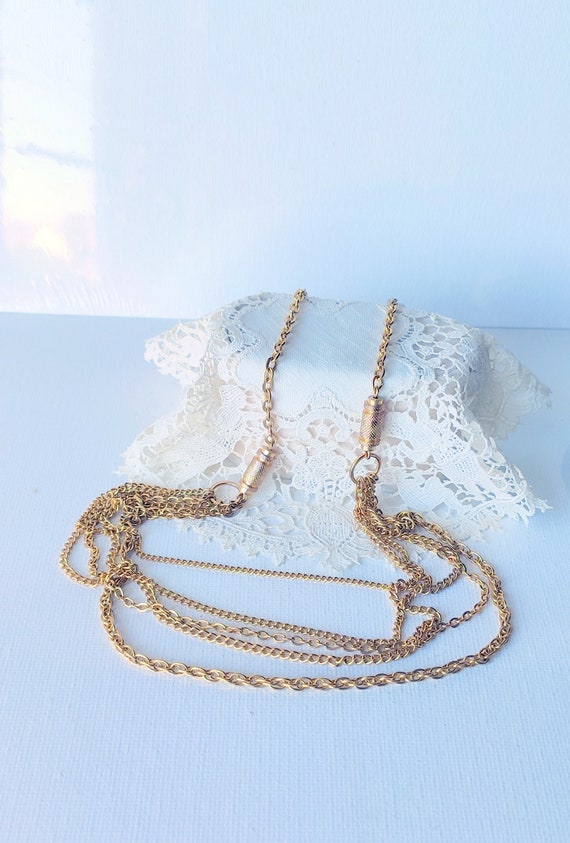 Gold Tone Chain Necklace Vintage Layered Gold Tone