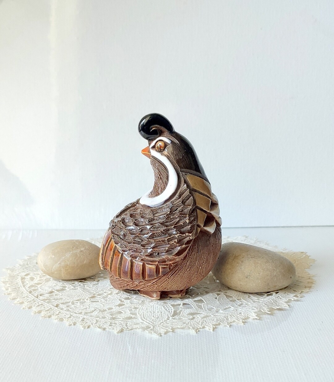 Signed Artesania Riconada Quail Bird Figurine Vintage Bird Art Pottery ...