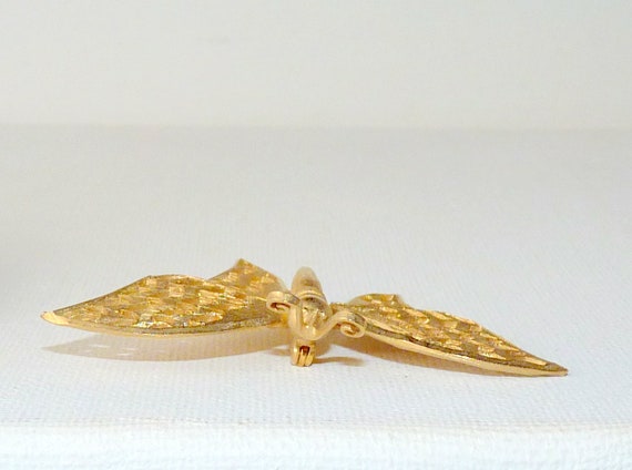 Gold Tone Textured Butterfly Pin With Wiggly Wing… - image 6