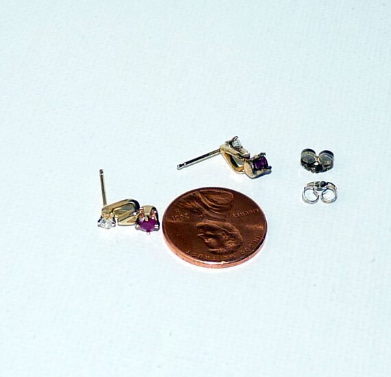 Sterling Silver Vermeil Ruby Crystal Earrings, Mi… - image 5