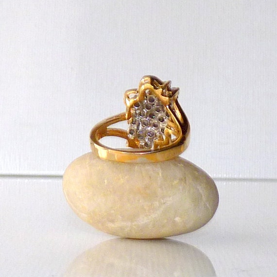 Gold Tone CZ Cluster Ring Size 8 Ring, Costume Je… - image 7