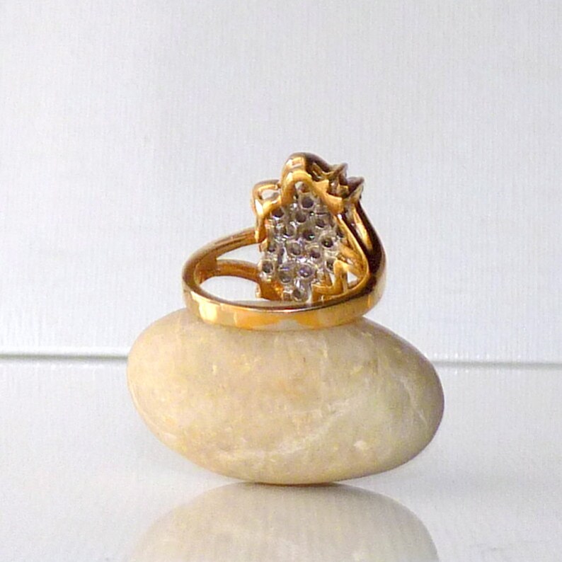 Gold Tone CZ Cluster Ring Size 8 Ring, Costume Jewelry, Costume Cocktail Ring, Costume Vintage Jewelry Gold Ring,Gold Tone Ring Gold Jewelry image 7