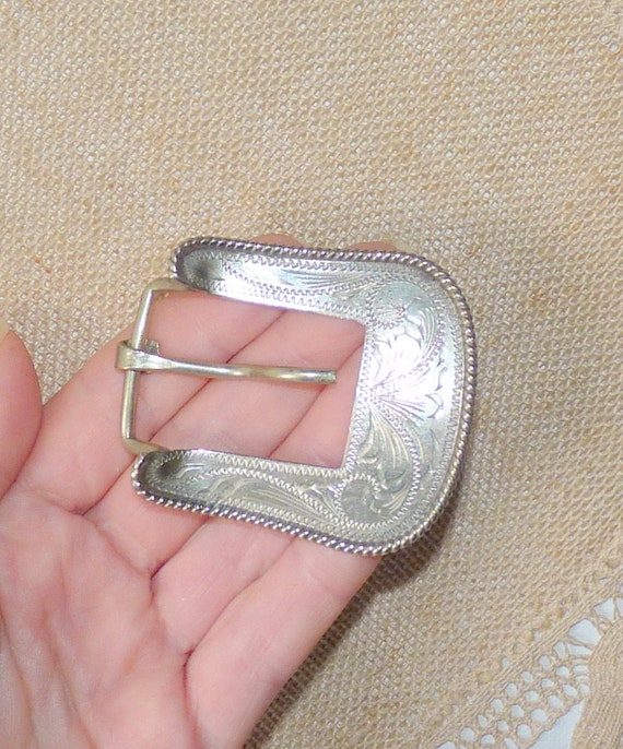 Alpaca Mexico Engraved Southwestern Belt Buckle N… - image 2