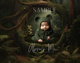 BOY GIRL woodland fantasy newborn digital backdrop/instant download