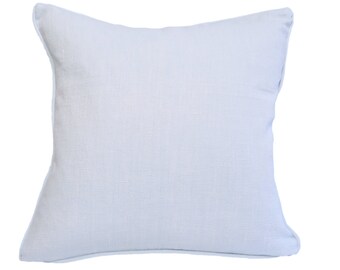 Blue Linen Cushion Cover with Piping