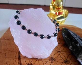 Bracelet with black obsidian beads.