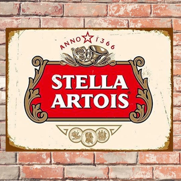 Stella Artois Lager Beer Pub Bar Metal Sign Vintage Effect