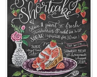 Christmas Strawberry Shortcake Recipe Signs METAL Wall Art Classic Recipe Card Posters for Kitchen Home Decor Man Cave Bartender Gift Set