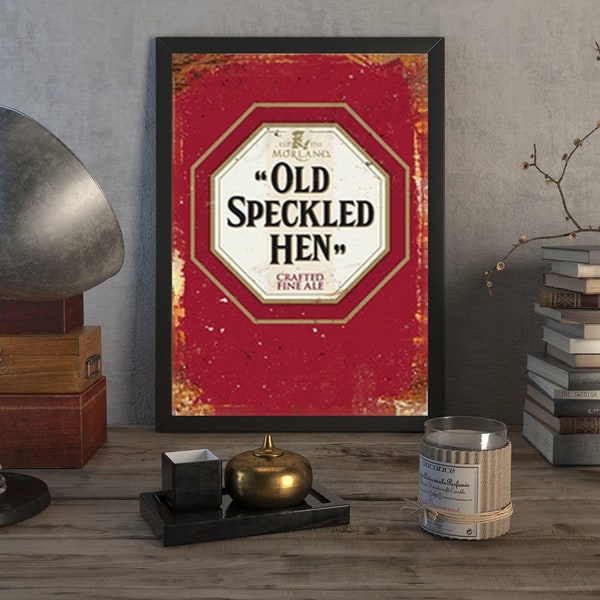 Old Speckled Hen Ale Sign METAL Wall Art Christmas Classic Recipe Poster Kitchen Home Decor Man Cave Bartender Alcohol Gift Set