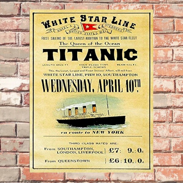 White Star Line Titanic Bar Metal Sign Vintage Effect