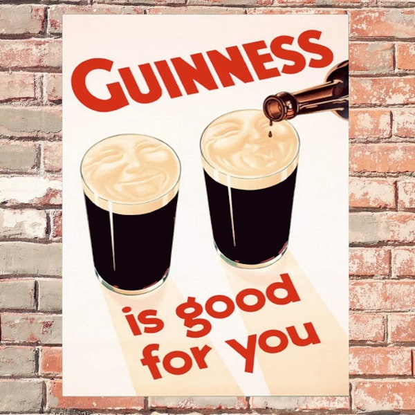 Beer Guinness Retro Pub Bar Metal Sign Vintage Effect