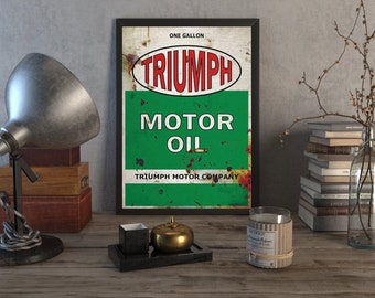 Triumph Motor Oil Sign METAL Wall Art Christmas Classic Recipe Poster Kitchen Home Decor Man Cave Bartender Alcohol Gift Set