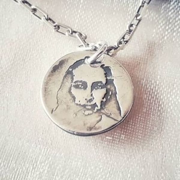 Silver pendant with the image of Mahavatar Babaji. Art Clay Silver Pendant. Perfect gift. Yoganada Kriya Yoga.