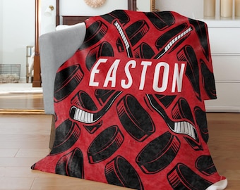 Personalized Hockey Blanket: Custom Name & Colors, Cozy Throw