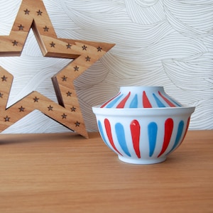 Porcelain Ramen Soup Bowl with Lid // Japanese Style // decorated as the Ponyo movie.