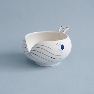 Handmade Porcelain Whale Egg Separator: Kitchen Gift & Mini Bowl