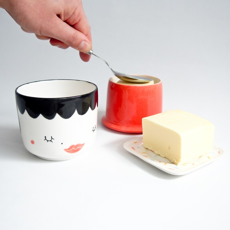 Cute funny girly porcelain French butter dish. Etsy