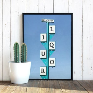 Leucadia Liquor Print, Encinitas California, 101, San Diego Print, Vintage Bar Print, Coastal Beach House Decor, Printable Download