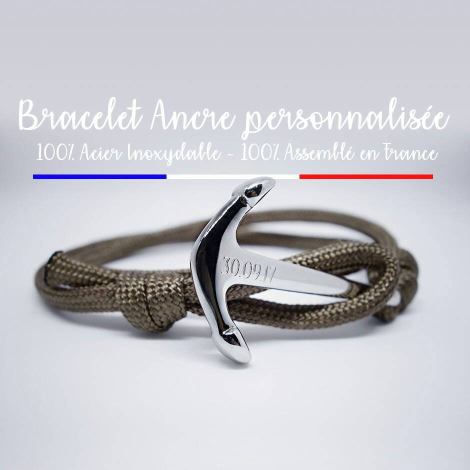 Bracelet ancre corde cuir - Noir - Acheter sur PhoneLook