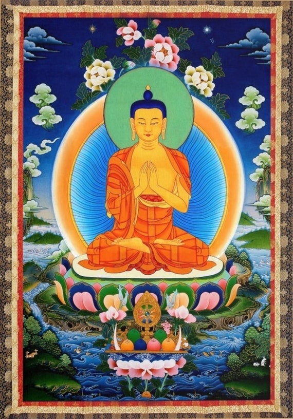 Tibetan Thangka Prabhutaratna Buddha Shakyamuni Poster Etsy
