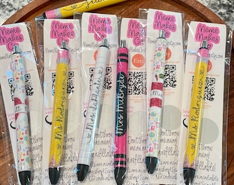 Glitter teacher gel pen | personalized pen | Pencil pen | crayon pen | Notebook paper pen | Apple pen | teacher gift | Teacher appreciation