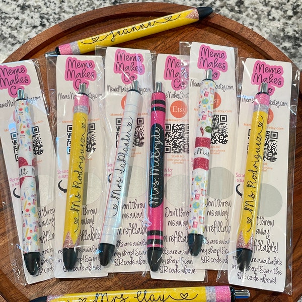 Glitter teacher gel pen | personalized pen | Pencil pen | crayon pen | Notebook paper pen | Apple pen | teacher gift | Teacher appreciation