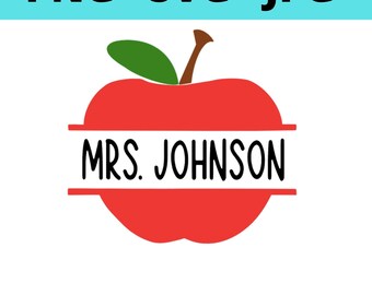 Apple Teacher PNG SVG JPG digital download | Apple Split Monogram | Teacher label | Teacher Monogram | Does Not Include Font