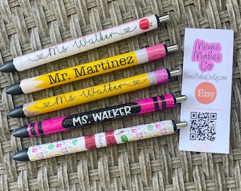 Glitter Pencil Teacher Pen | Personalized Teacher Pen | Teacher Appreciation | Teacher Gift | Valentine's Day | Christmas Gift