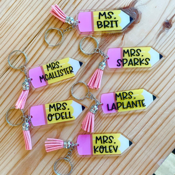 Personalized pencil keychain | teacher appreciation | backpack tag | custom teacher gift