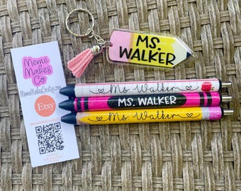 Personalized teacher pens | glitter pen | personalized keychain | 3 pack bundle | personalized pen | custom pens|