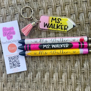 Glitter teacher gel pen | personalized pen | Pencil pen | crayon pen | Notebook paper pen | Apple pen | teacher gift | Teacher appreciation