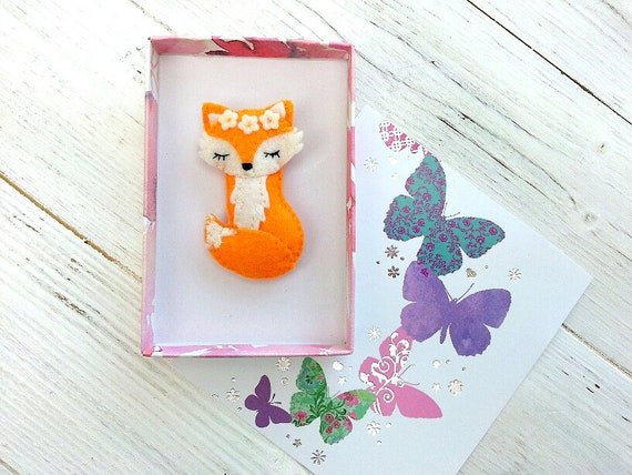 Felt Brooch, Fox Brooch, Felt Fox Pin, Felt Jewellery, Animal Brooch, Felt Accessories, Textile Brooch, Fox Badge, Fox Jewellery, Kids Pin