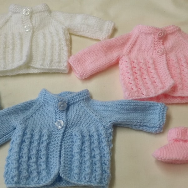 Premature and Newborn Cardigans Hand knit New