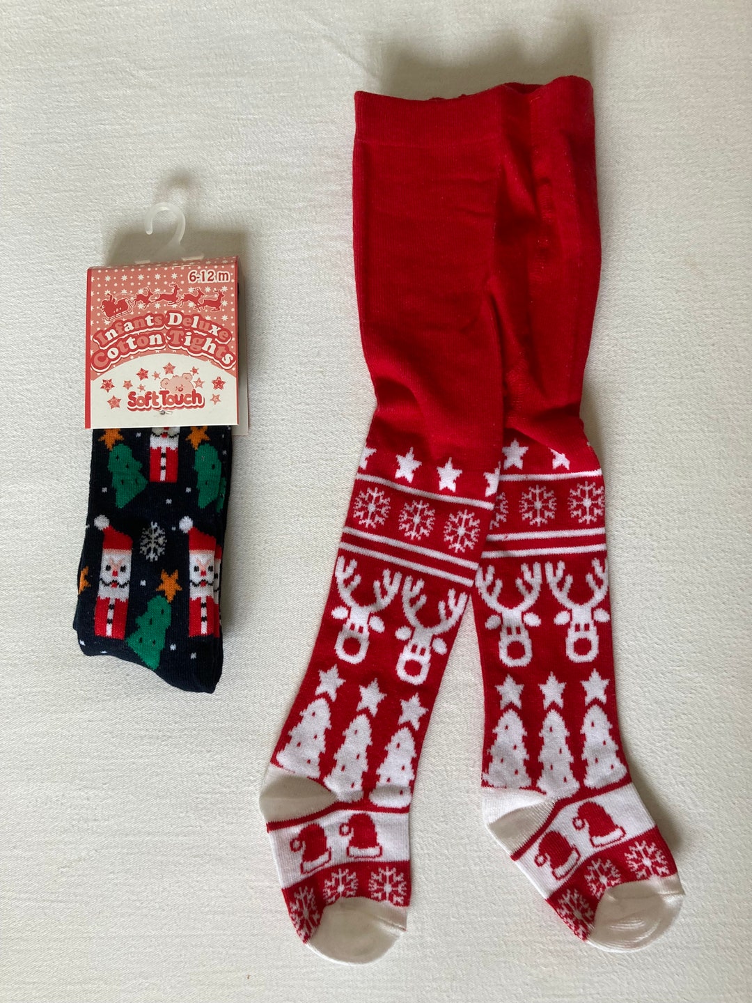 Babys and Girls Christmas Tights in Black or Red New NB6 or 612