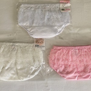 Baby Girls White, Pink or Cream Frilly Pants 0-6 and 6-12 Months New Not waterproof