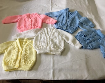 Premature, Newborn, 0-3 & 3-6 Months Handknit Baby Cardigans New