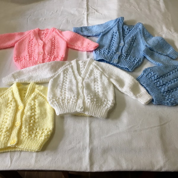 Premature, Newborn, 0-3 & 3-6 Months Handknit Baby Cardigans New