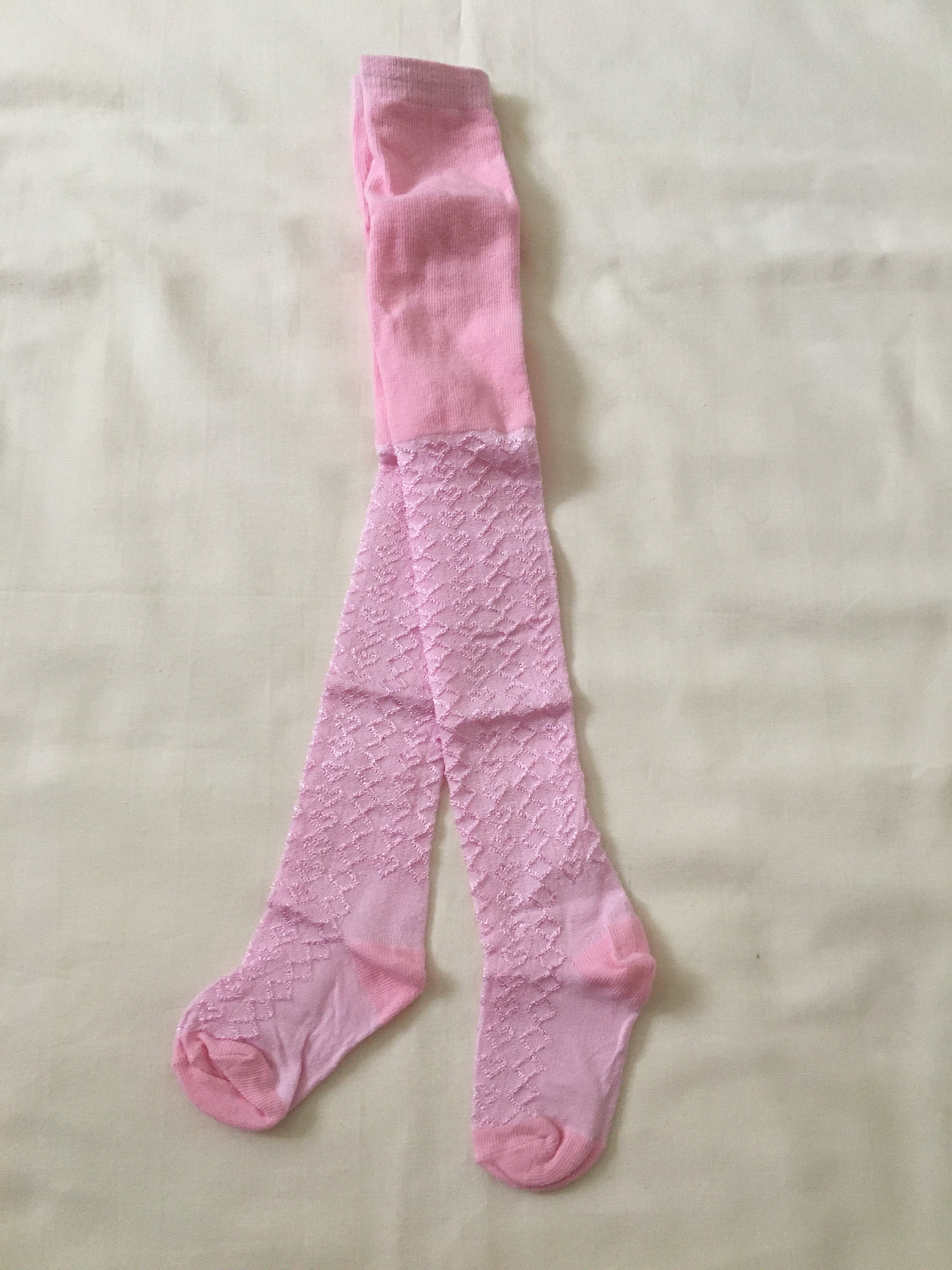 Baby Girls Patterned Tights in White Pink Cream From Newborn