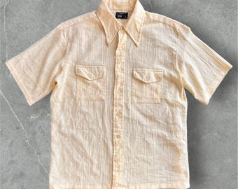 Vintage 80s JC PENNEY TOWNCRAFT Linen Button Up Shirt