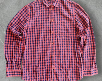 A.P.C. Button Down Plaid Oxford Long Sleeves Shirt
